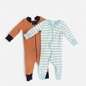 Hanna Andersson Bundle❗️Striped Footies in Orange and Light Blue